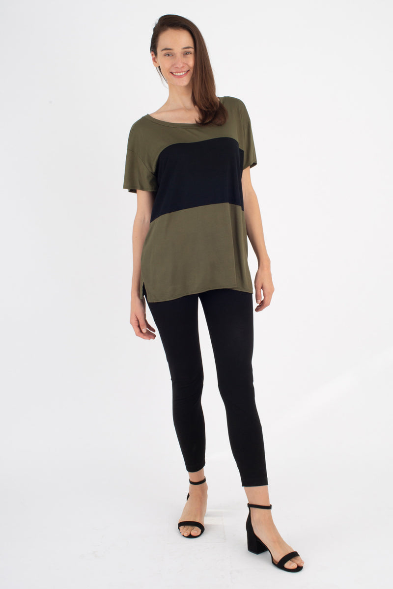 Austin Colorblock Tee (Olive/Black) - XS/S