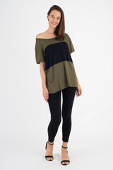 Austin Colorblock Tee (Olive/Black) - XS/S