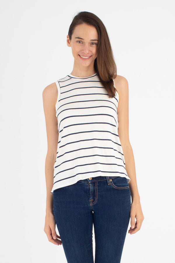 Chris Tank Top (Ivory/Navy Stripe) - S