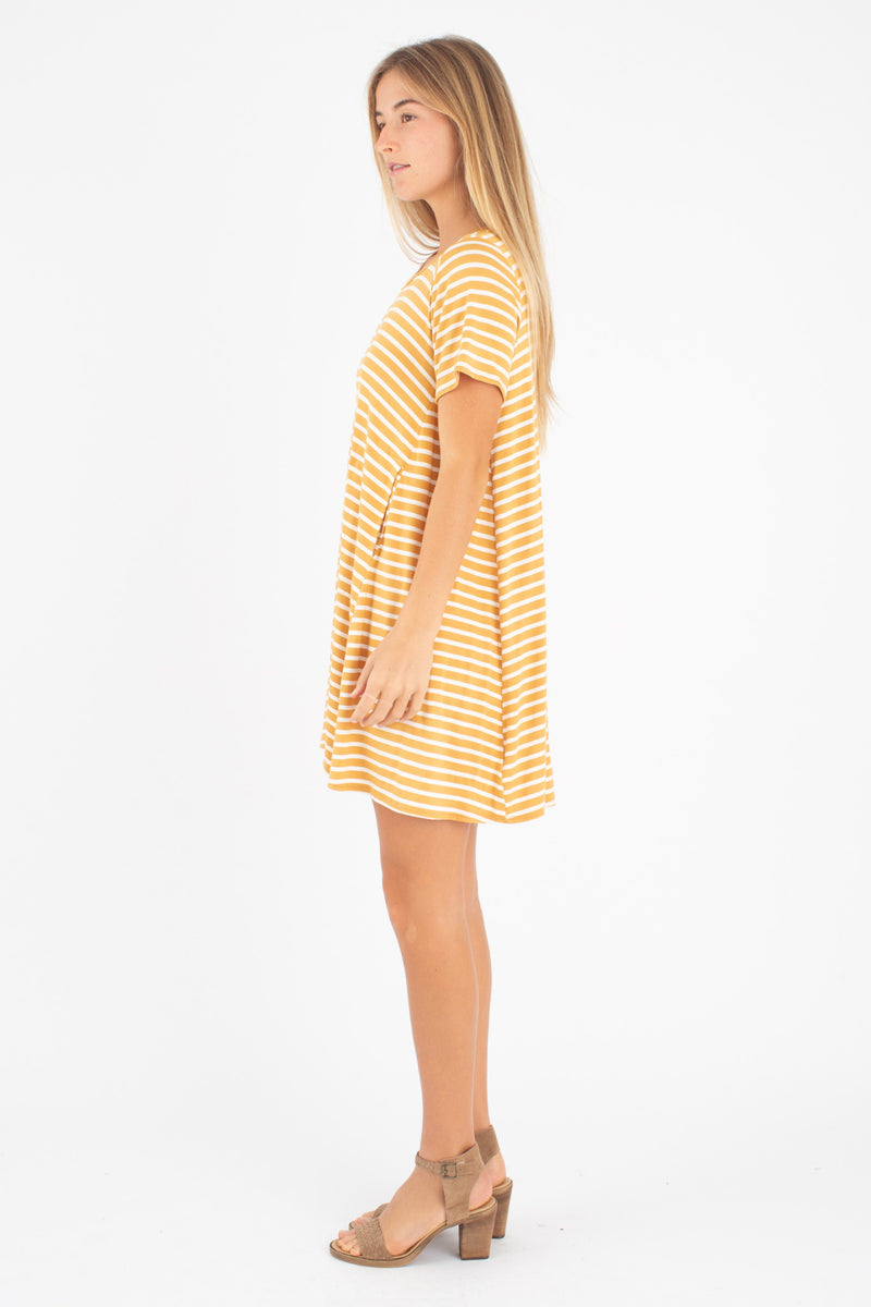 Harper Dress (Mustard Stripe) - M