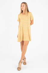 Harper Dress (Mustard Stripe) - M