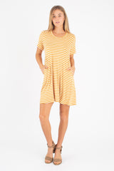 Harper Dress (Mustard Stripe) - M