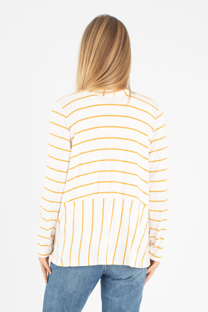 Sandy Cardigan (Ivory/Mustard Stripe) - L