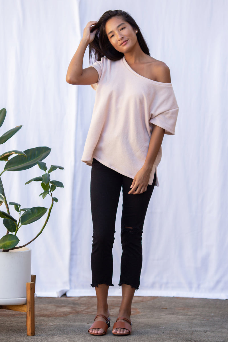 Asher Fleece Tee (Blush) - M/L