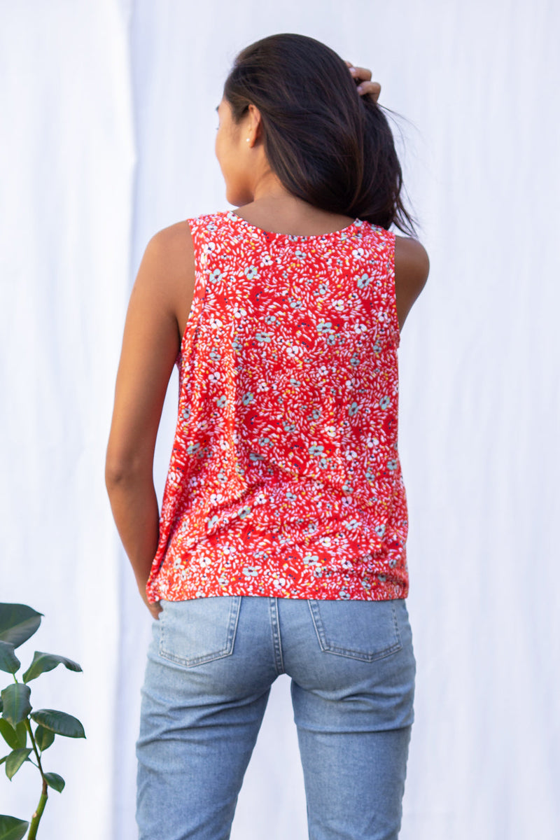 Nikki Tank Top (Wildflower Red) - S