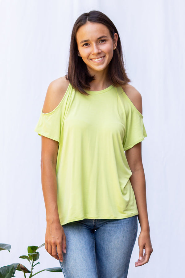 Jennifer Cold Shoulder (Chartreuse) - XS