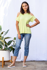 Jennifer Cold Shoulder (Chartreuse) - XS