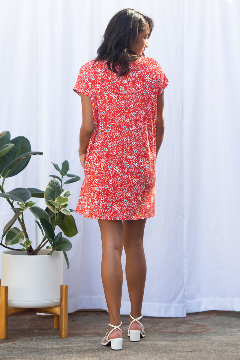 Dawn Dress (Wildflower Red) - S