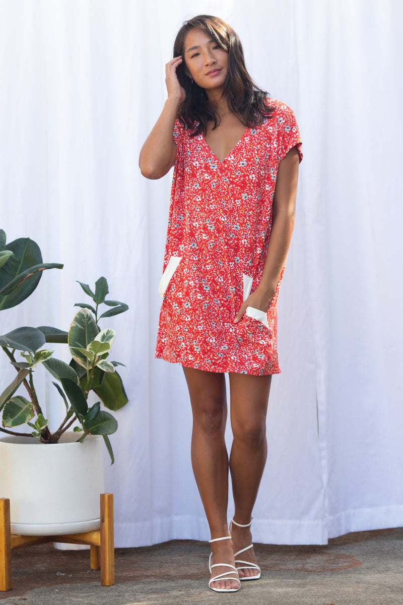 Dawn Dress (Wildflower Red) - S