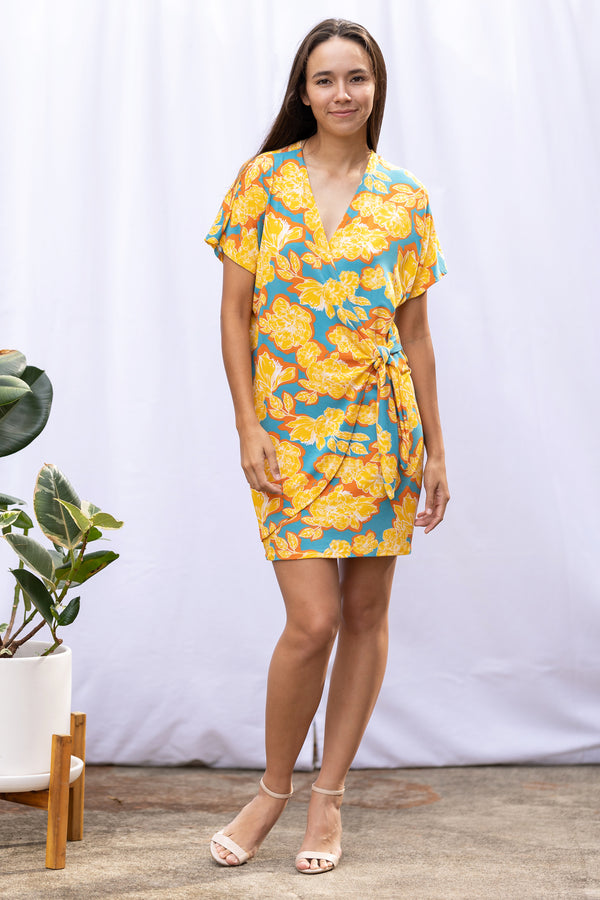 Diedre Wrap Dress (Golden Bloom) - M