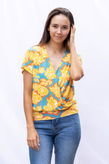 Luna Wrap Top (Golden Bloom) - S