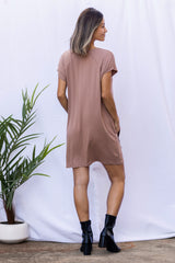 Dawn V-Neck Dress (Hazelnut) - XXS