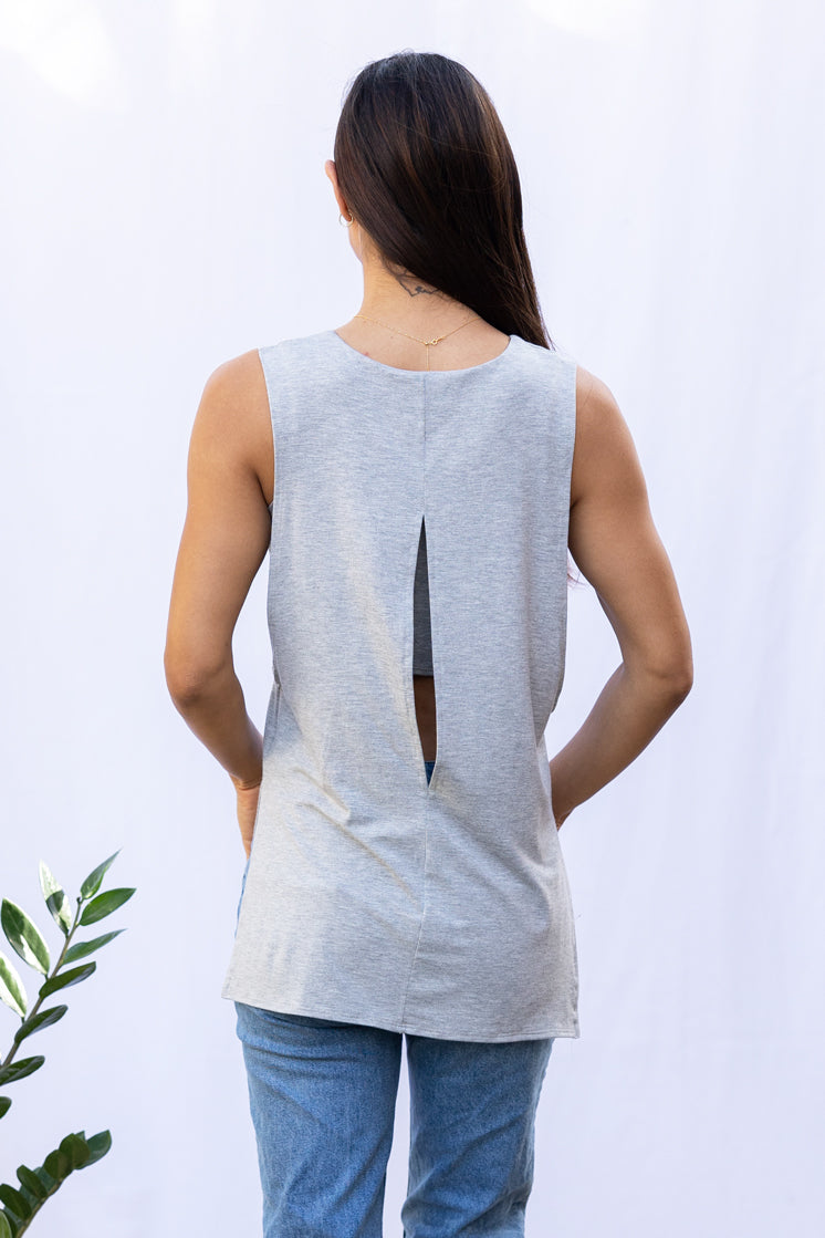 Courtney Layered Tank (Heather Grey) - S