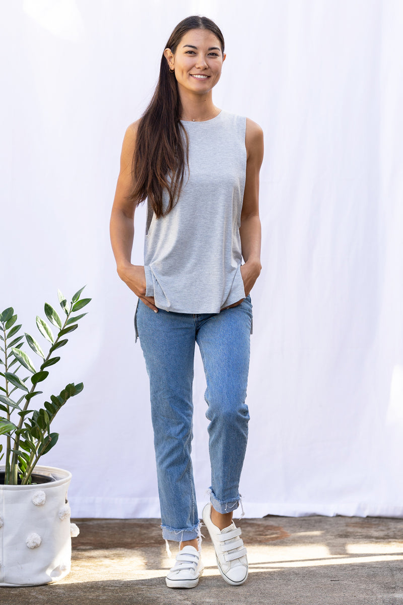 Courtney Layered Tank (Heather Grey) - S