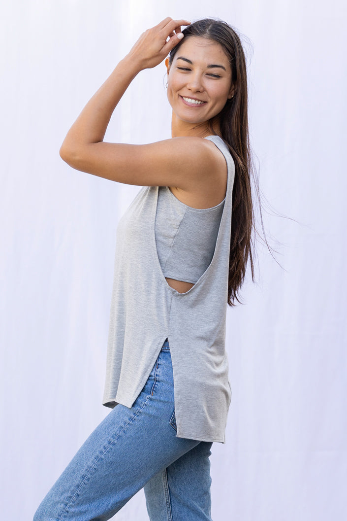 Courtney Layered Tank (Heather Grey) - S