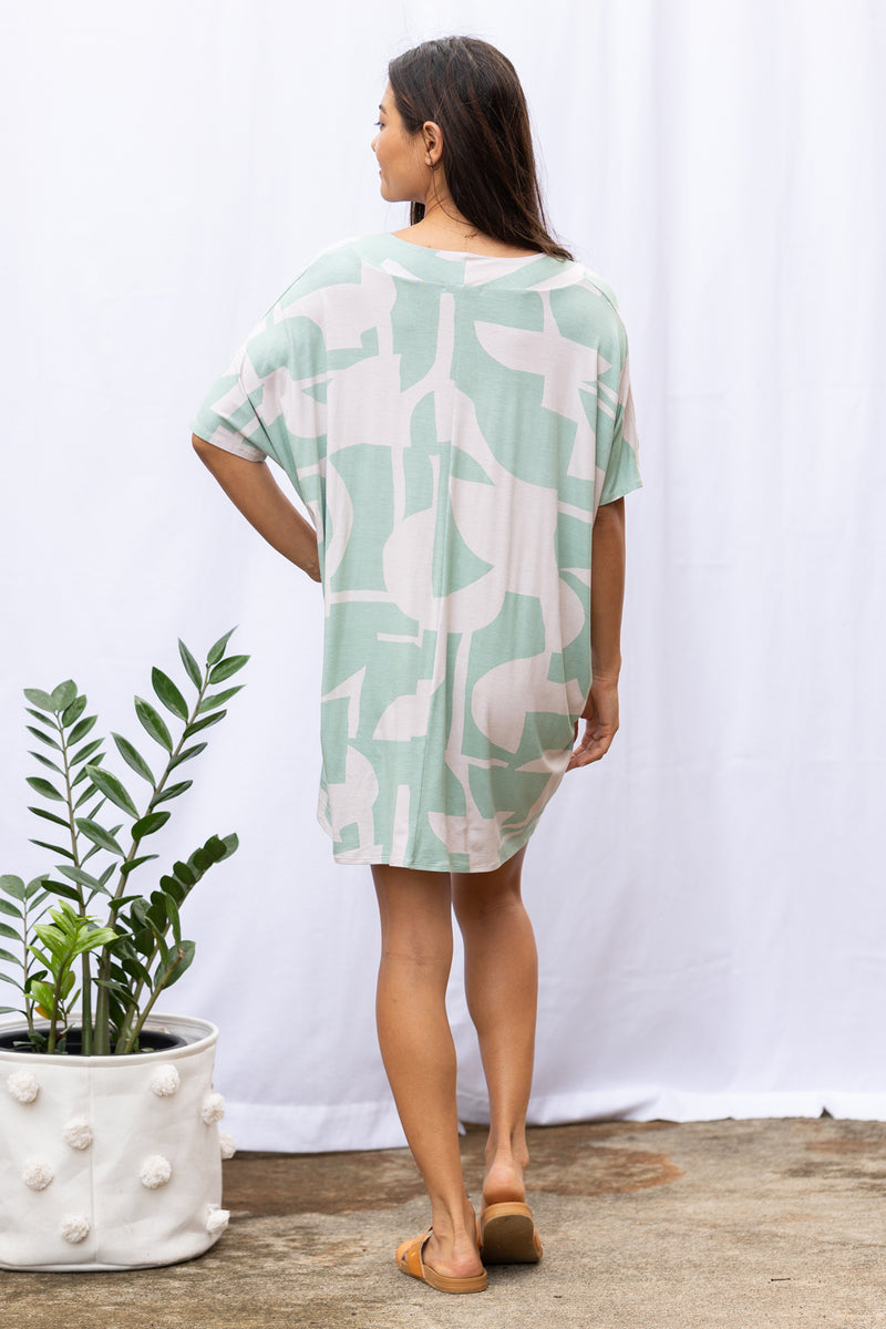Jade Kaftan Dress (Sea Salt Deco) - L
