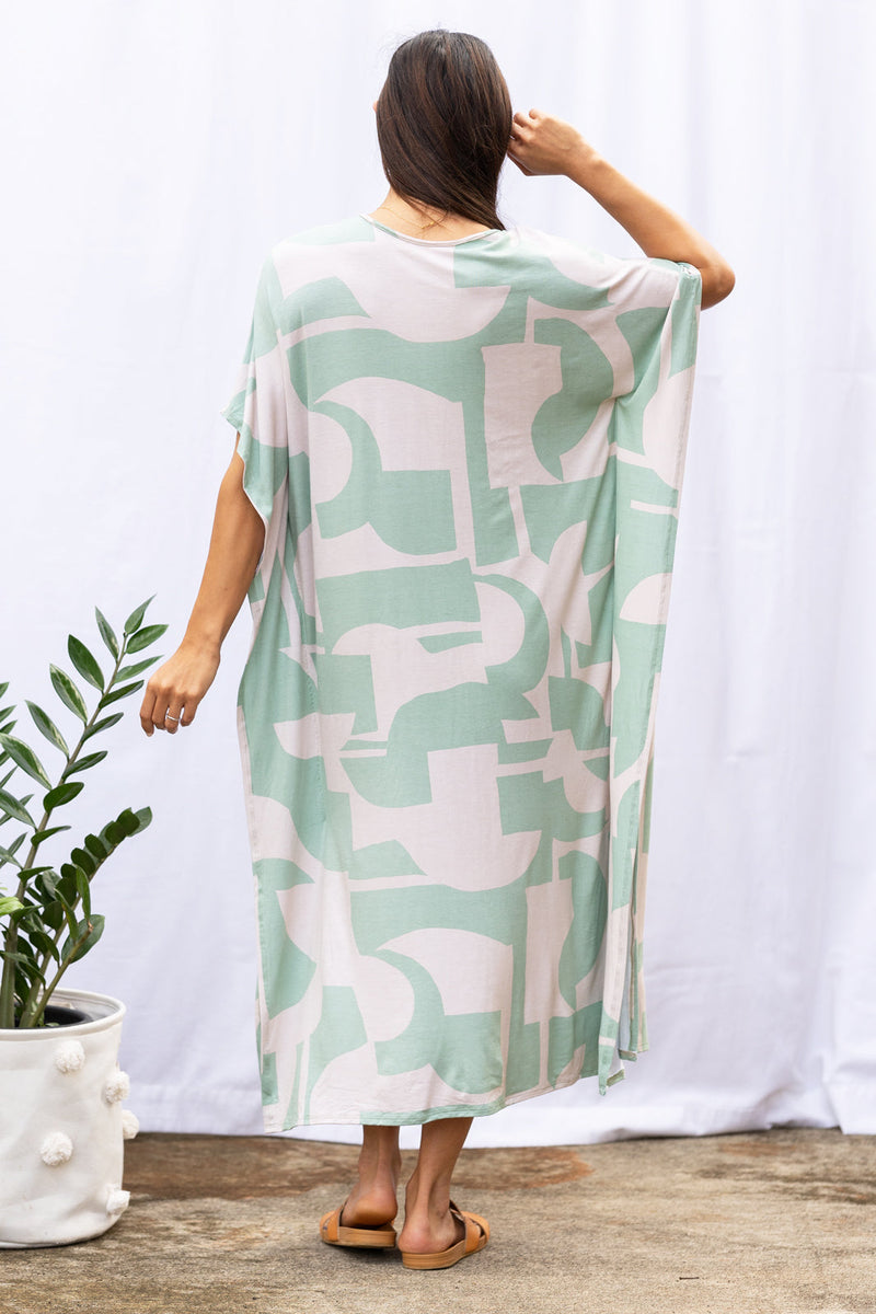 Mahina Kaftan Maxi (Sea Salt Deco Print) - M/L