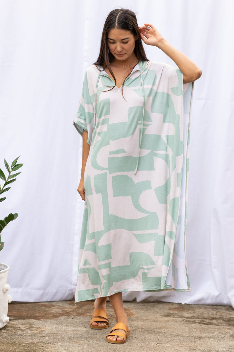 Mahina Kaftan Maxi (Sea Salt Deco Print) - M/L