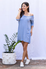 Tracy T-Shirt Dress (Sky Blue Stripe)