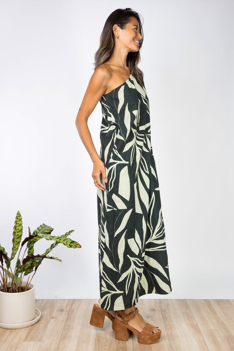 Nalani One Shoulder Dress (Maile Forest)