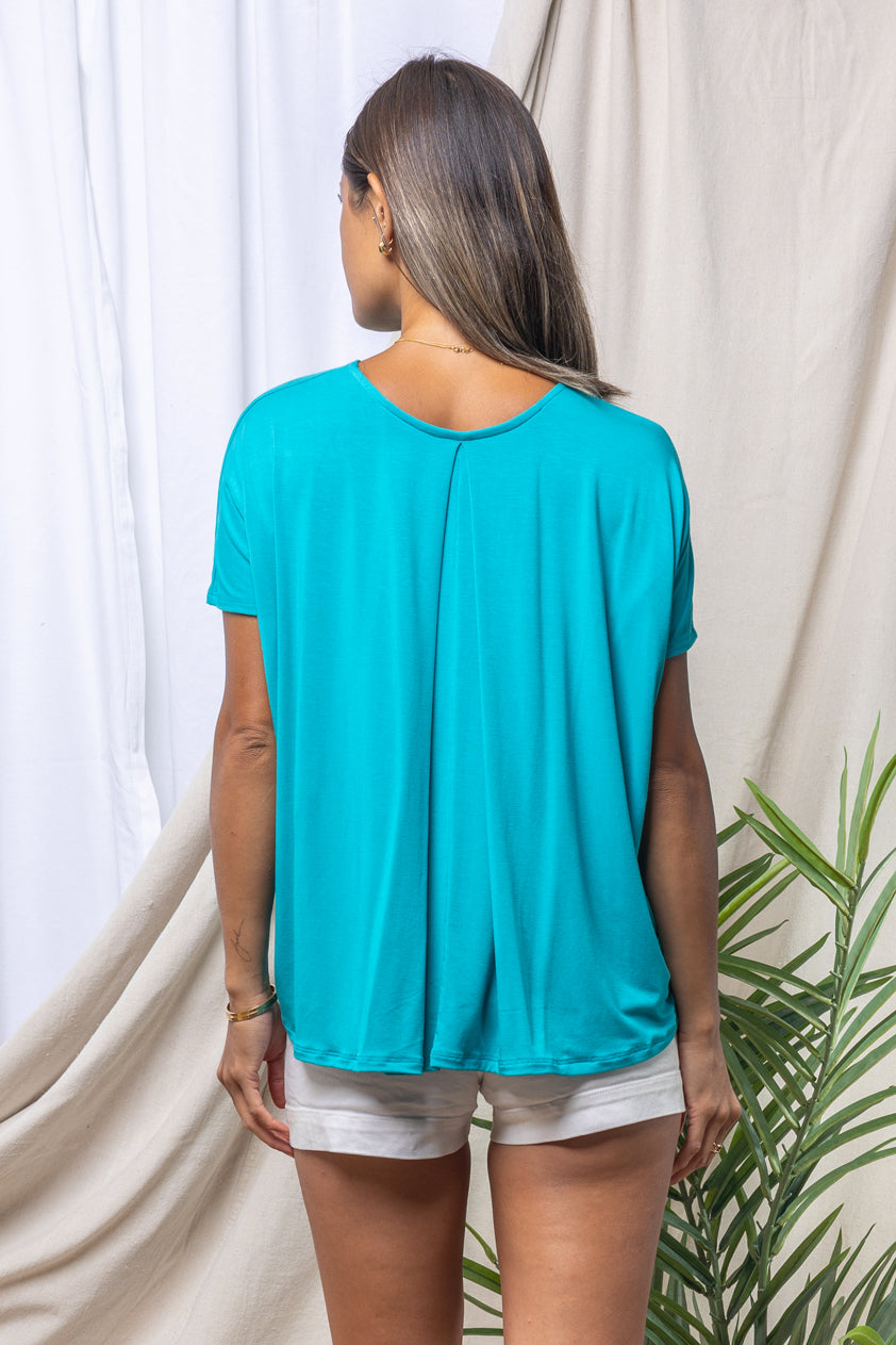 Alisa Box Pleat Top (Turquoise) – Ten Tomorrow