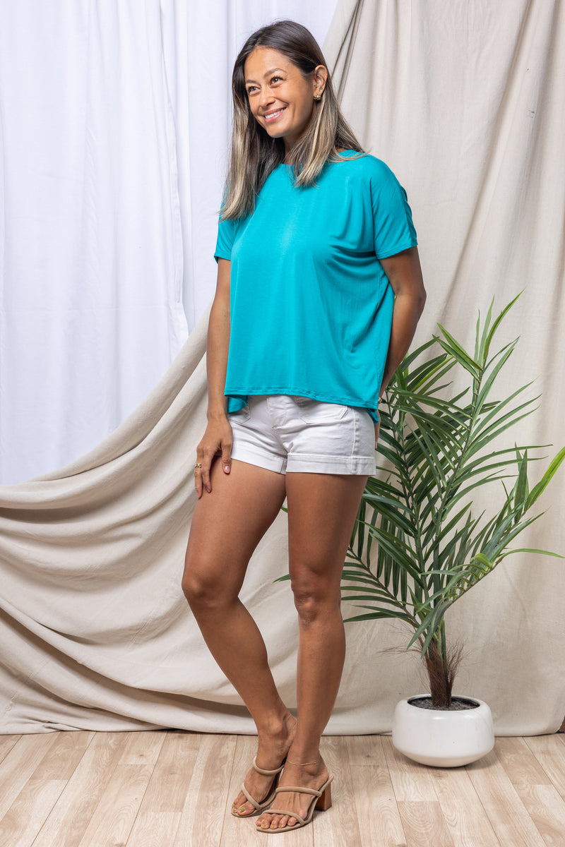 Alisa Box Pleat Top (Turquoise)