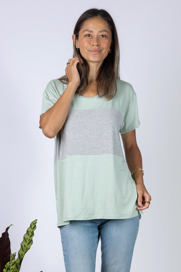 Austin Colorblock Tee (Seafoam/Heather Grey)