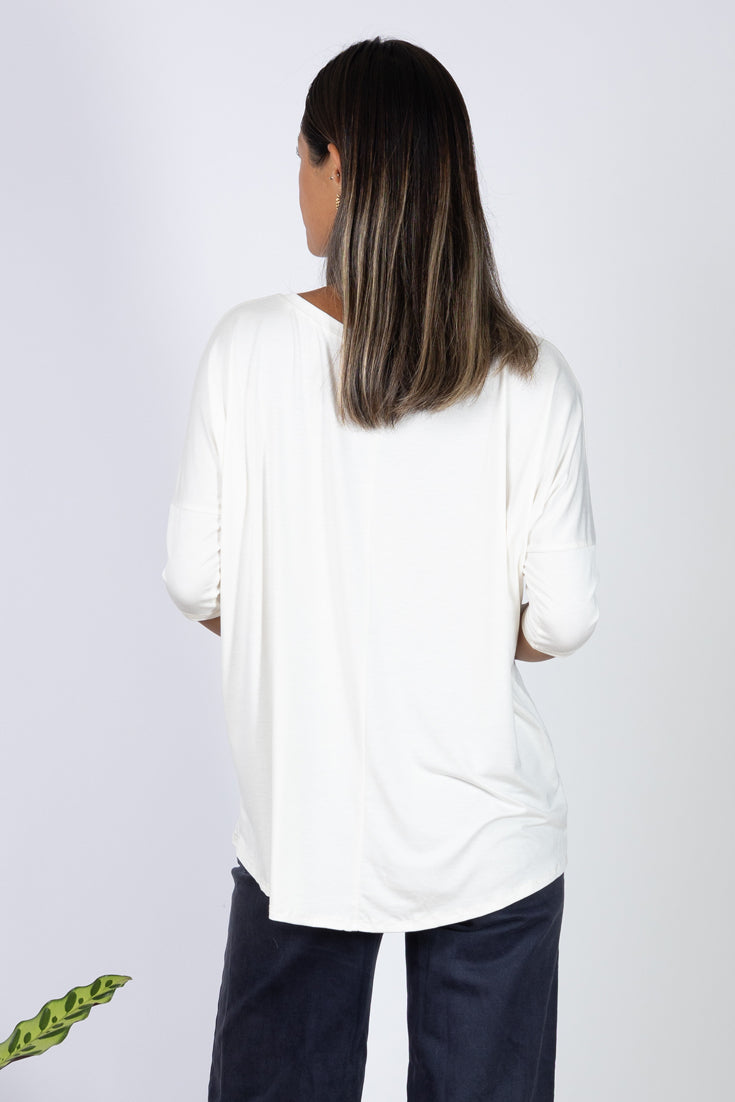 Julie 3/4 Sleeve Top (Ivory)