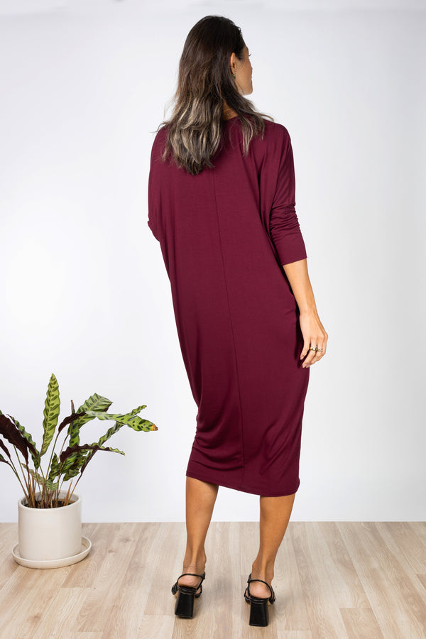 Lynette Midi Dress (Black Cherry)