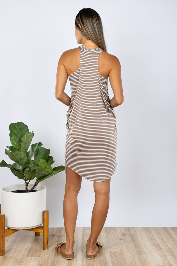 Chad Layered Dress (Mocha Stripe)