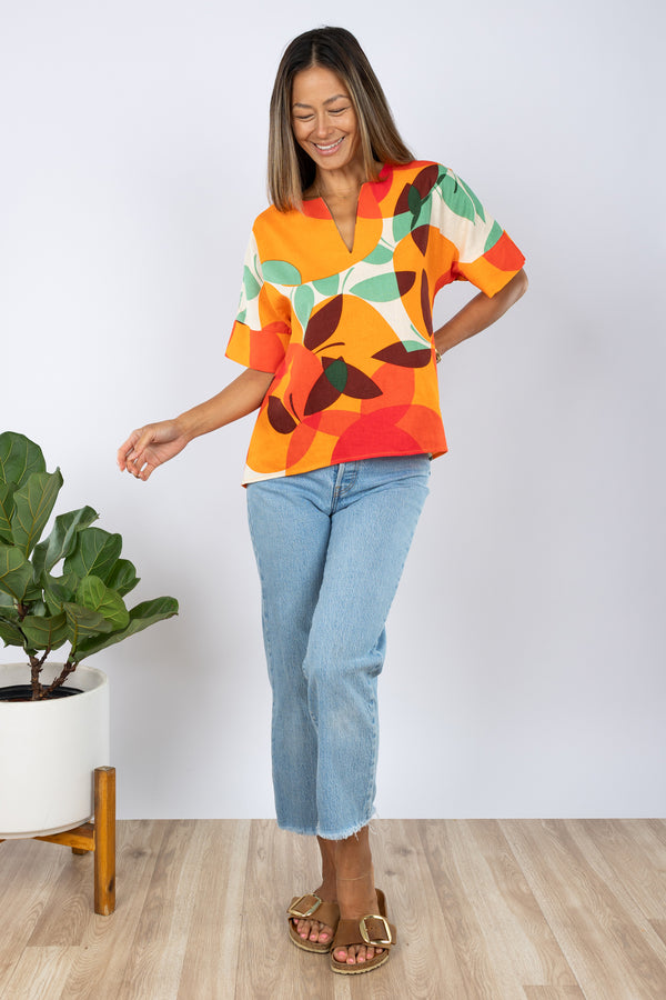 PRE-SALE Jasper Top (Tangerine Linen)