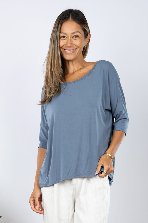 PRE-SALE Julie 3/4 Sleeve Top (French Blue)