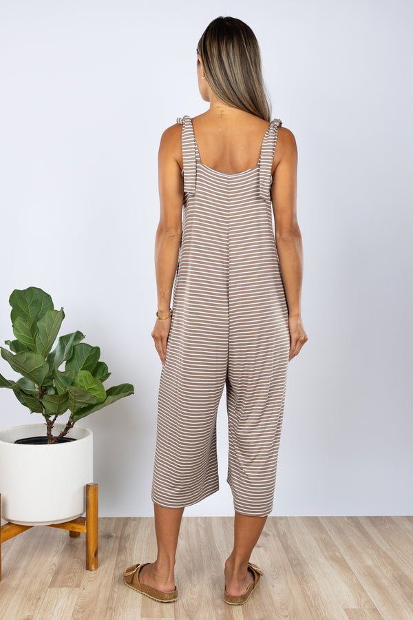 PRE-SALE Paisley Jumpsuit (Mocha Stripe)