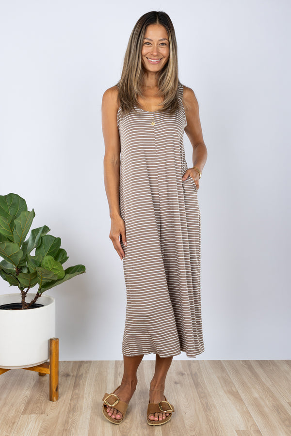 PRE-SALE Paisley Jumpsuit (Mocha Stripe)