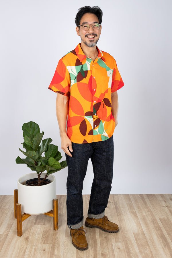 PRE-SALE Ronnie Men's Aloha Shirt (Tangerine Linen)