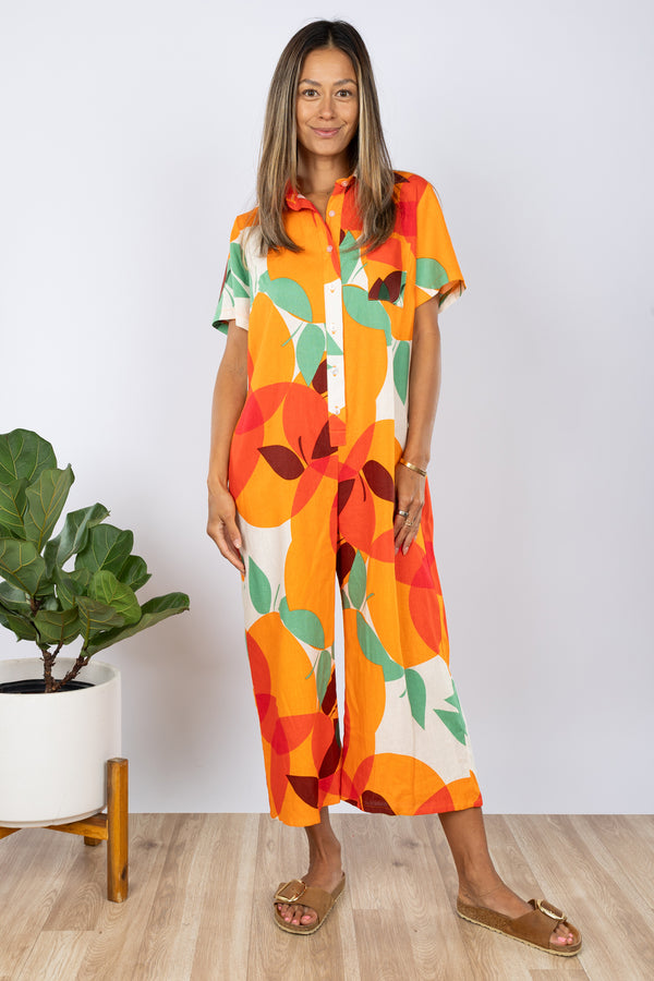 PRE-SALE Shane Jumpsuit (Tangerine Linen)