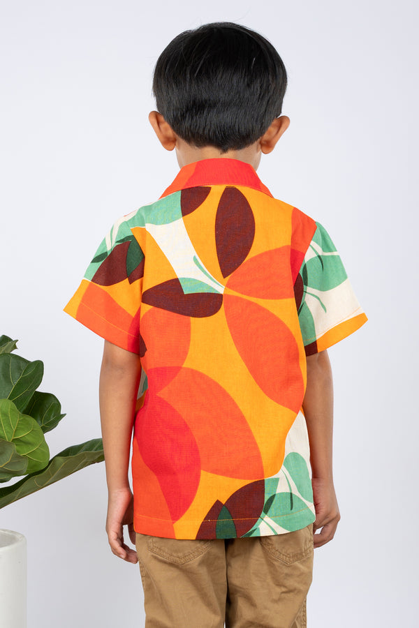 PRE-SALE Mini Ronnie Aloha Shirt (Tangerine Linen)