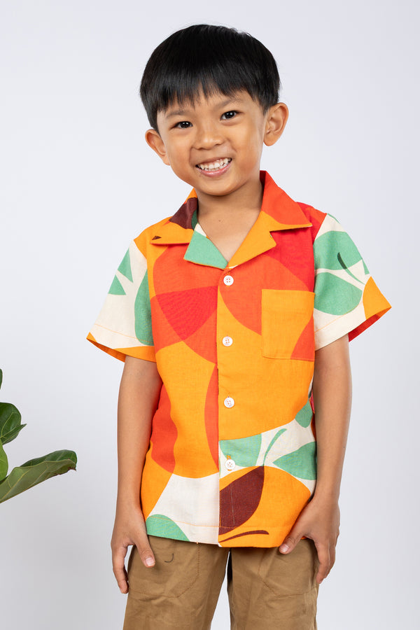 PRE-SALE Mini Ronnie Aloha Shirt (Tangerine Linen)