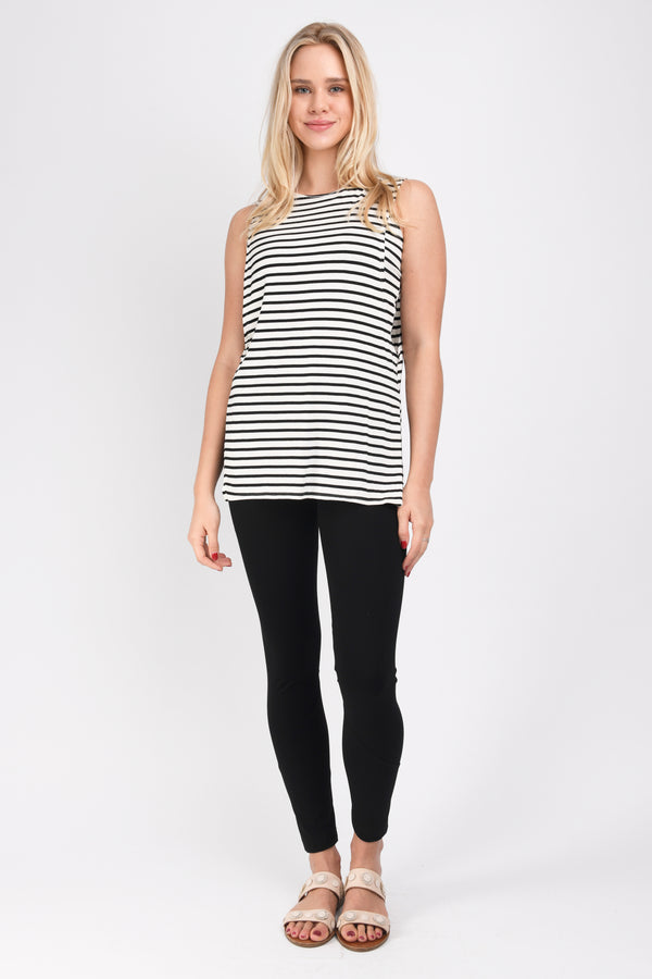 Courtney Layered Tank (Ivory/Black Stripe) - S