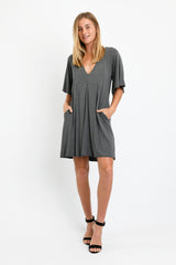 Harlow Kimono Sleeve Dress (Charcoal) - XS