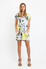 Dawn V-Neck Dress (Yellow Ink Blot) - S