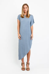 Lola Asym Maxi (Blue Herringbone) - S