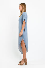 Lola Asym Maxi (Blue Herringbone) - S