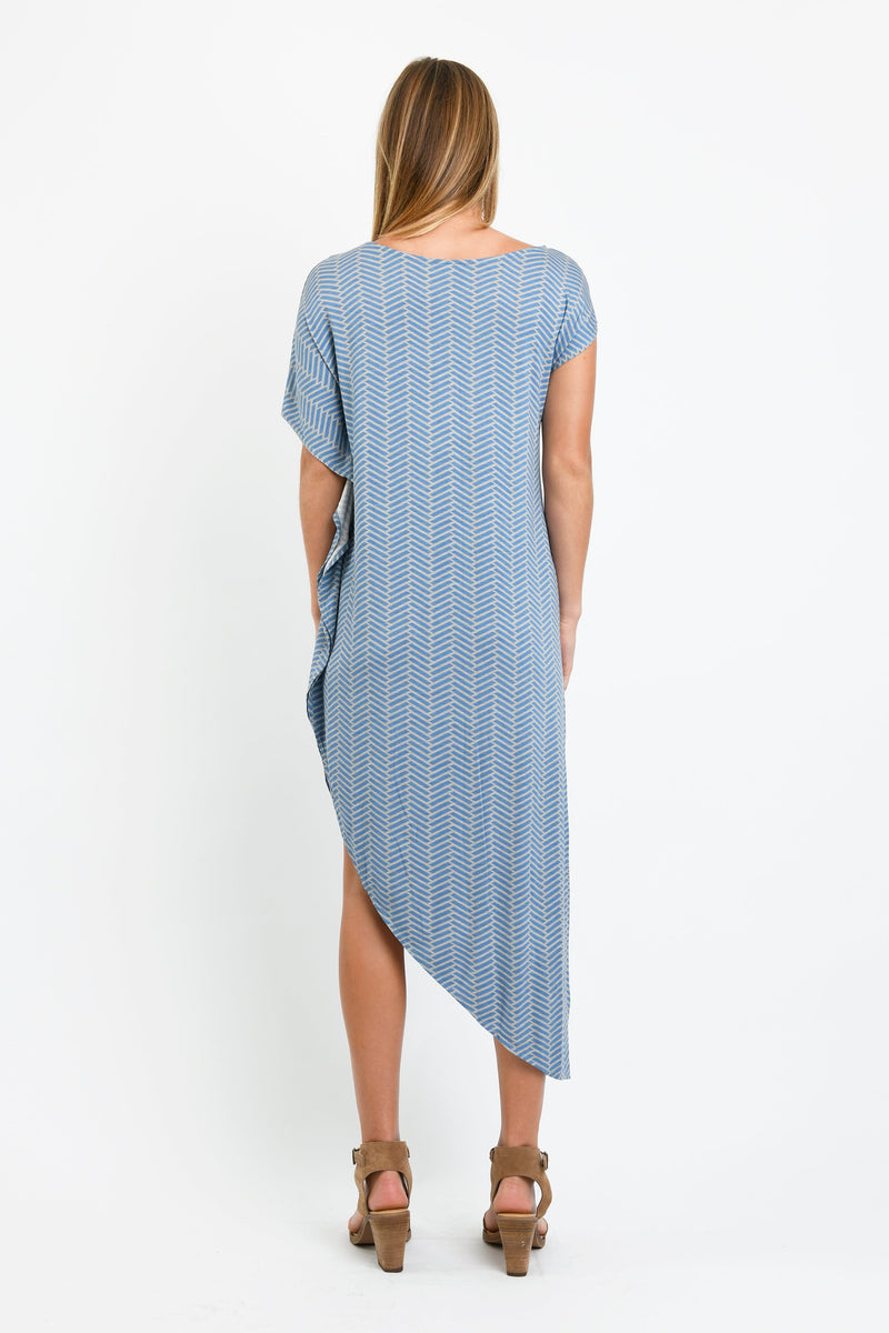 Lola Asym Maxi (Blue Herringbone) - S