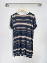 Stacey T-Shirt Dress (Navy Mixed Stripe) - S