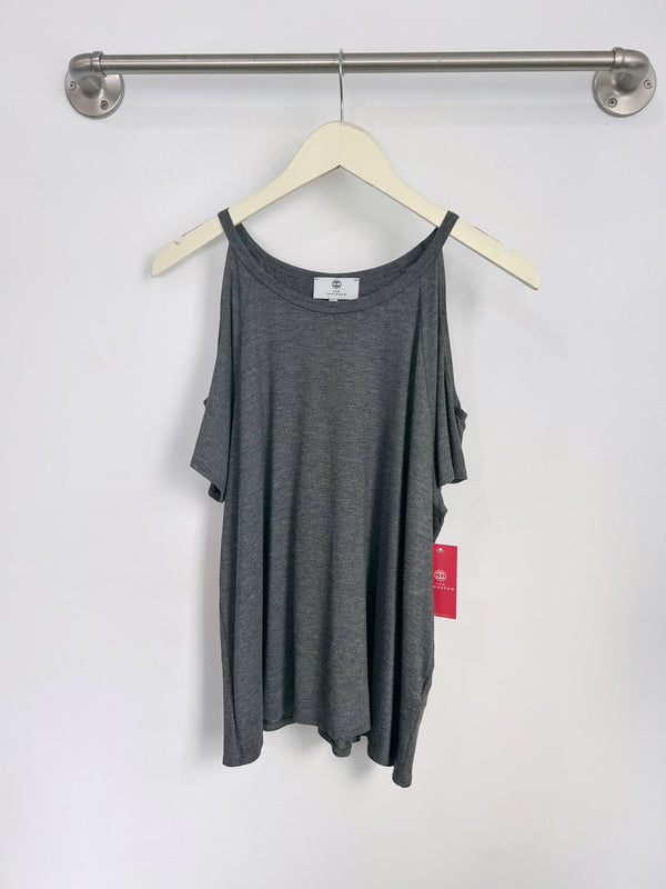 Jennifer Cold Shoulder Top (Charcoal) - S