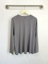 Gail L/S V-Neck Top (Silver) - M