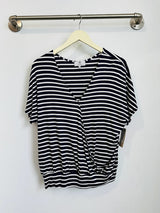 Luna Wrap Top (Navy Stripe) - M