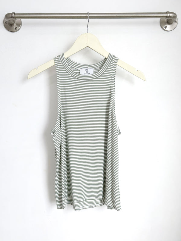 Logan Tank (Sage Stripe) - L