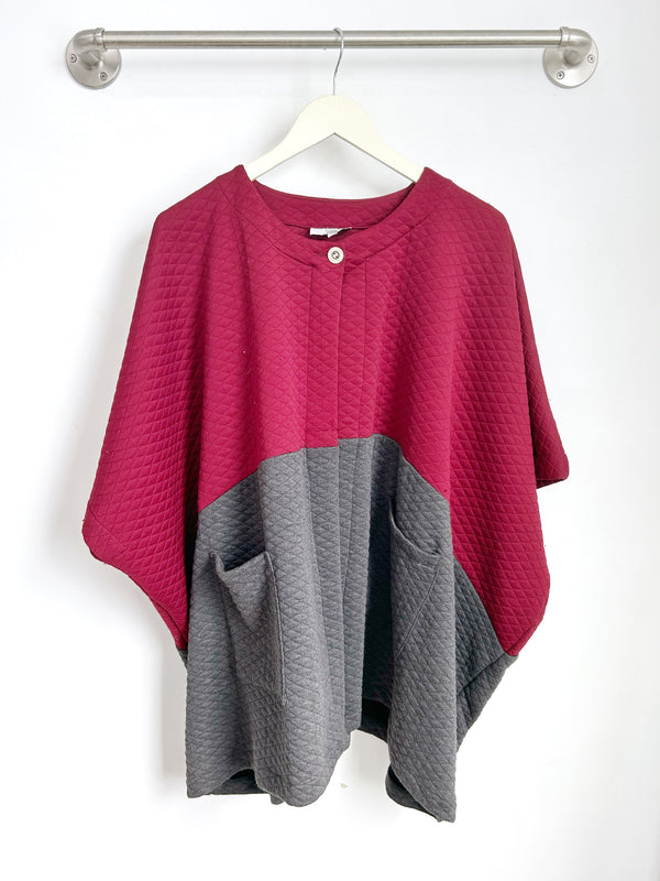 McKenzie Poncho (Burgundy/Charcoal)